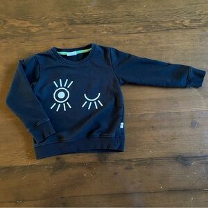V & Crew Youth Black 100% Cotton Sweatshirt Graphic Eyes Size 4-6
